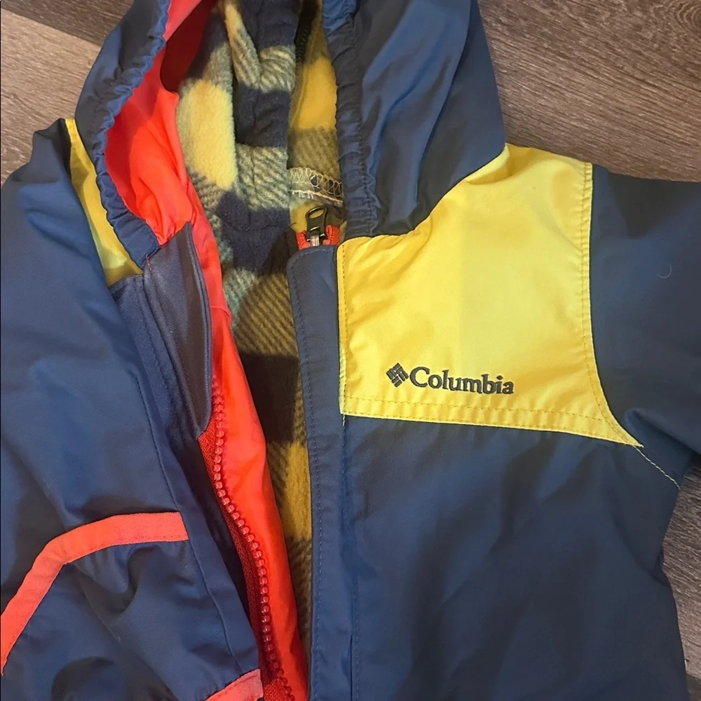 Columbia Infant Snowsuit in Yellow and Gray with Orange Trim